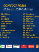 Convocatoria para el Elche - UCAM Murcia