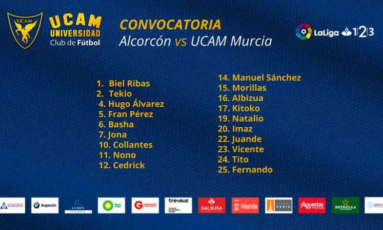 Lista de 19 para el Alcorcón - UCAM Murcia