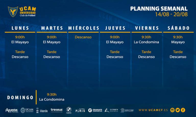 Plan de entrenamiento del UCAM Murcia CF (14/08 – 20/08)