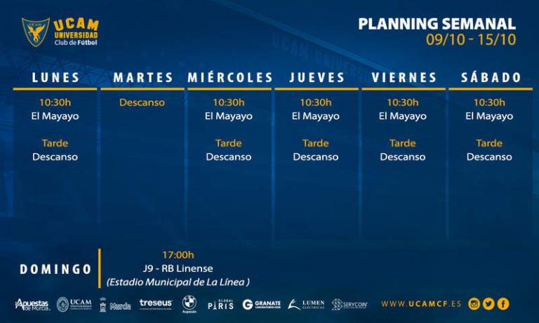 Plan de entrenamientos del UCAM Murcia (09/10 – 15/10)