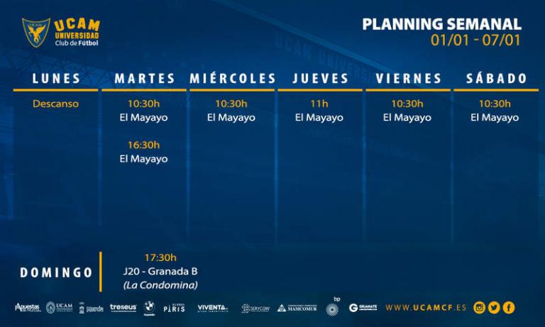 Plan de entrenamientos del UCAM Murcia (01/01 – 07/01)