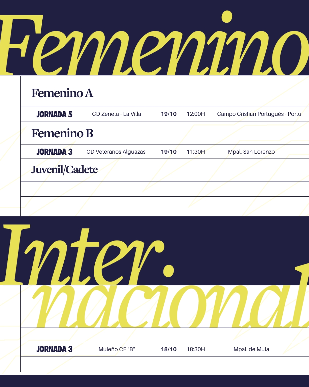 Agenda - Femenino - Internacional