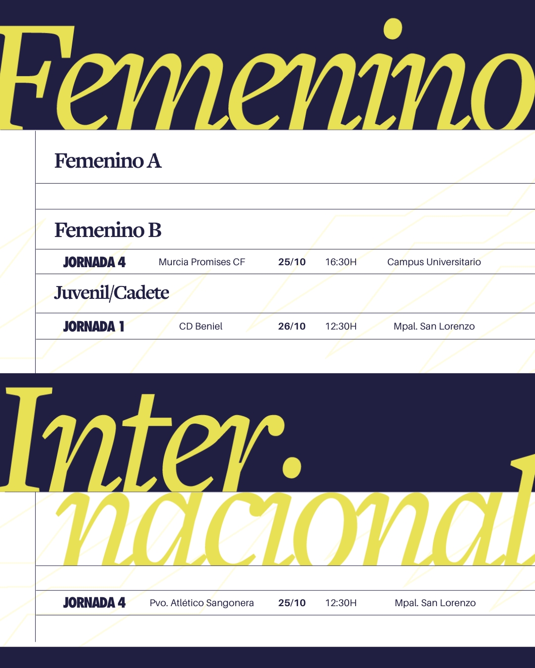 Agenda - Femenino - Internacional