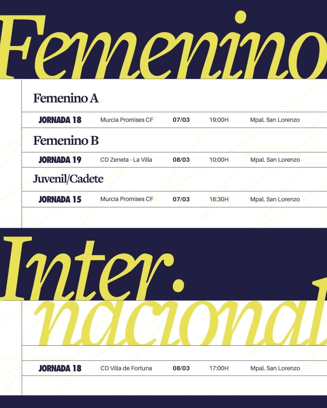 AGENDA - FEMENINO - INTERNACIONAL