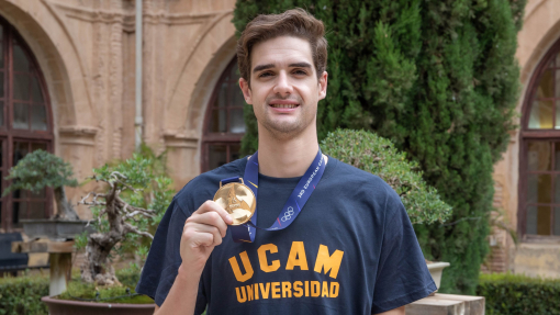 Javier Pérez Polo, con el oro de los Juegos Europeos en el Campus de Los Jerónimos de la UCAM