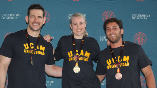 Los tres medallistas de la UCAM en el CEU 2024 de Lucha