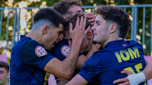 Celebración de gol del filial del UCAM Murcia CF