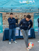 Ale Marín, Urcelay y Dani Aquino divirtiéndose en la bienvenida UCAM