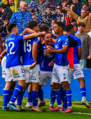 Celebración de un gol del Linares Deportivo