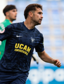 Sergi Baldrich durante el UCAM Murcia CF - Atlético Malagueño