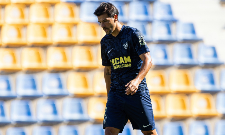 José Ruiz durante un partido en La Condomina con el UCAM Murcia CF