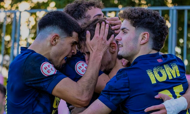 Celebración de gol del filial del UCAM Murcia CF